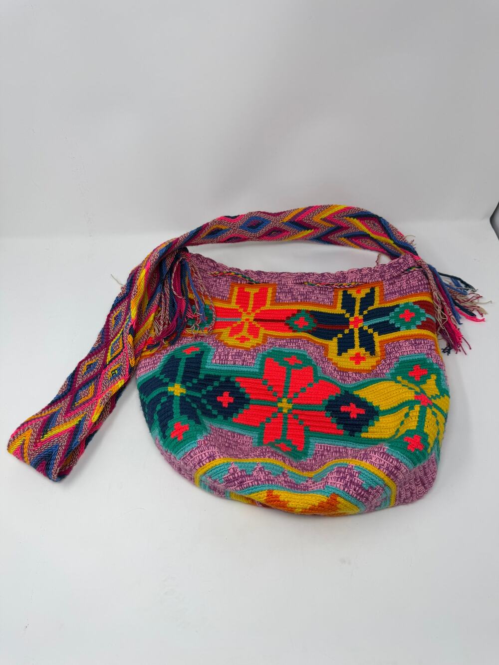 WAYUU COLUMBIA Women's Handmade Large Colorful Mochila Tote Bag